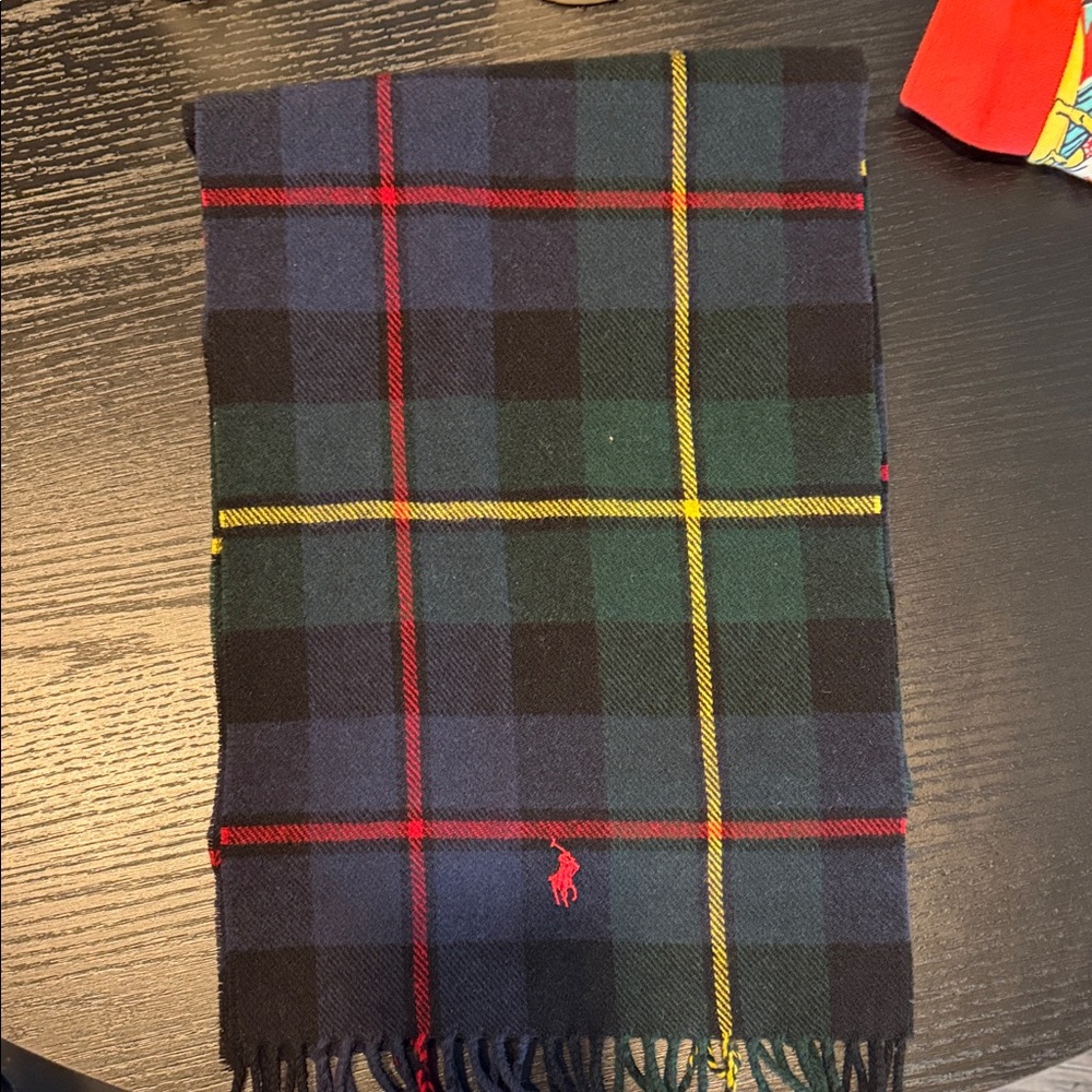 Polo by Ralph Lauren Men's Plaid Scarf - Navy, Green, and Red